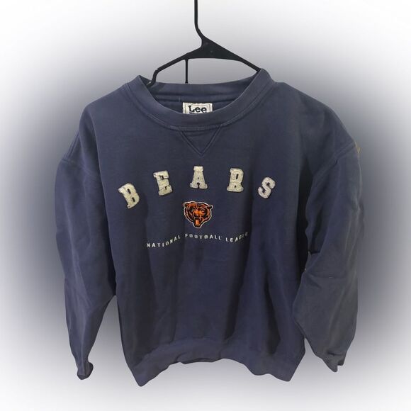 Lee Men's Navy Bears Crewneck Sweater vintage size L EUC - Picture 1 of 4
